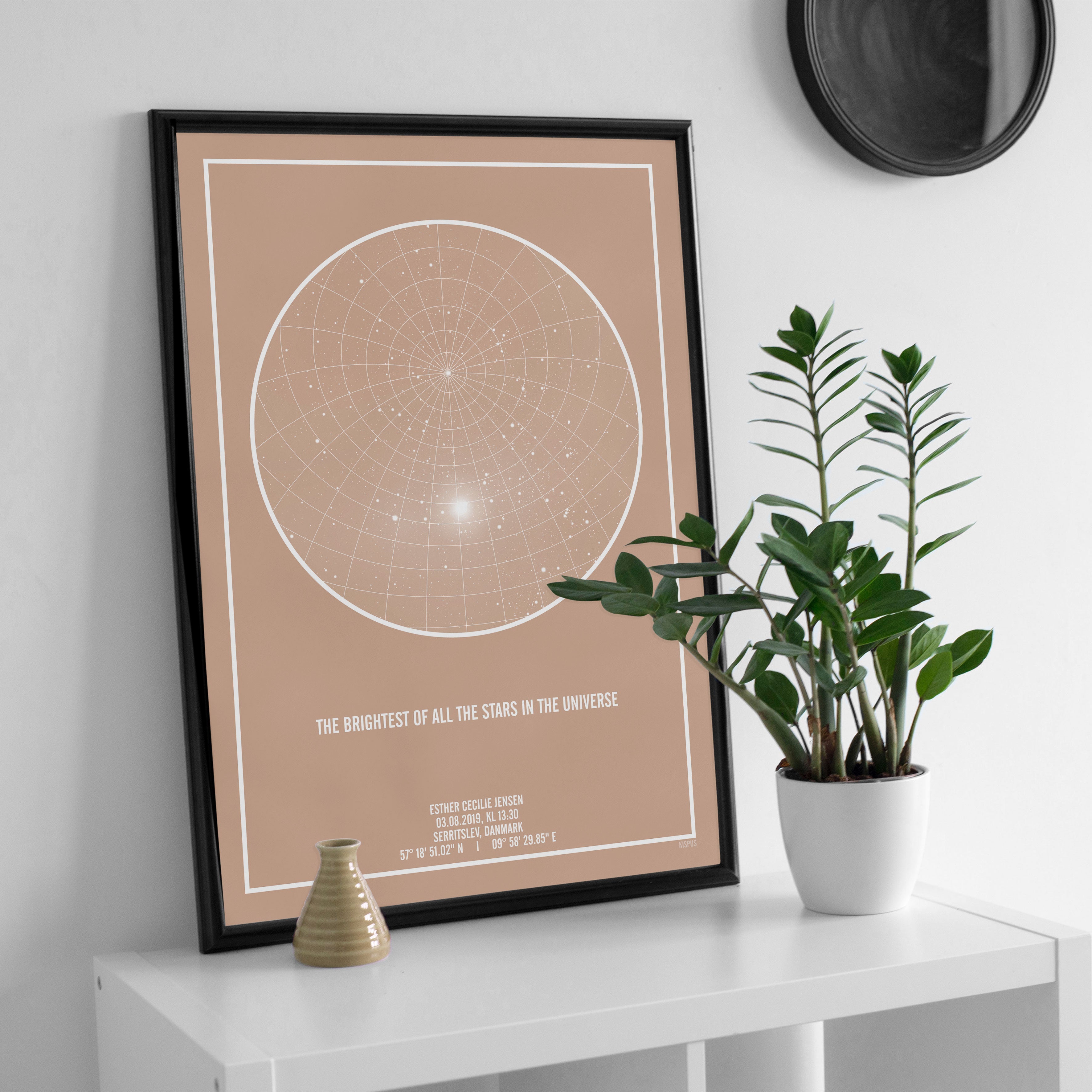 Stjernehimmel plakat med personlig tekst "The brightest of all the stars in the universe"