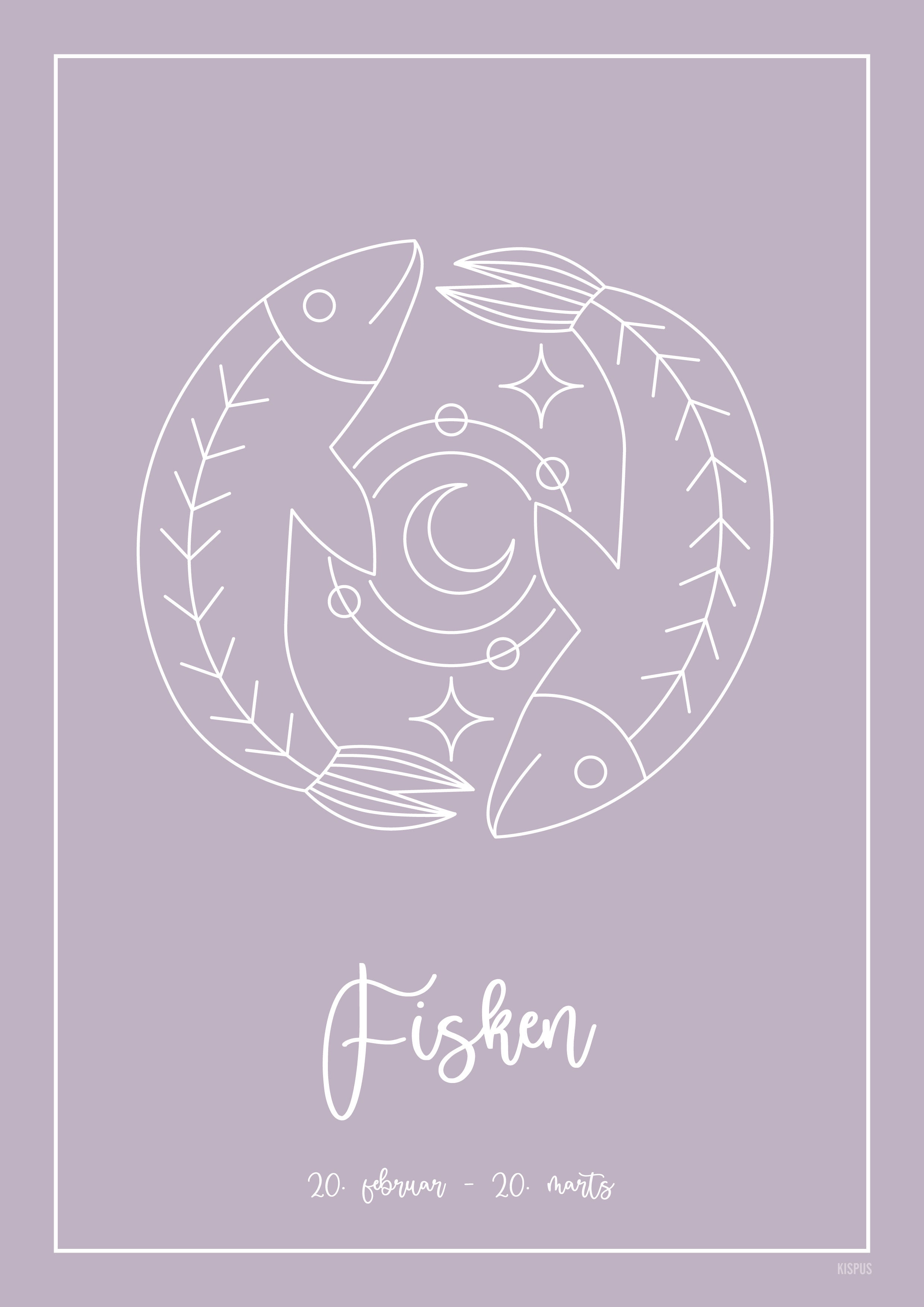 Stjernetegn Fisken plakat lilla