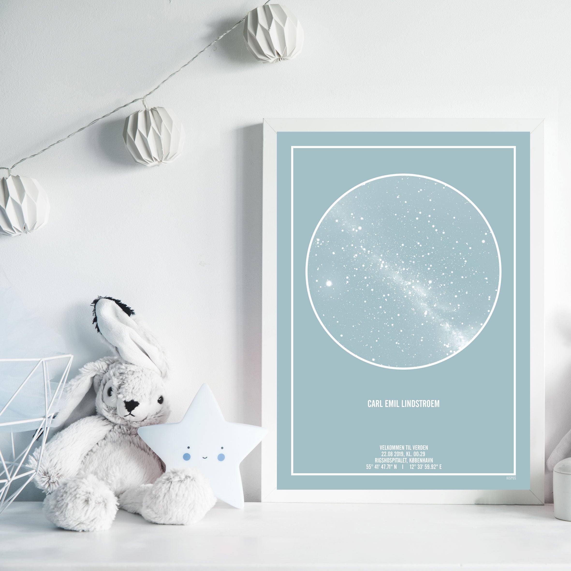 Personlig stjernehimmel plakat til baby værelse
