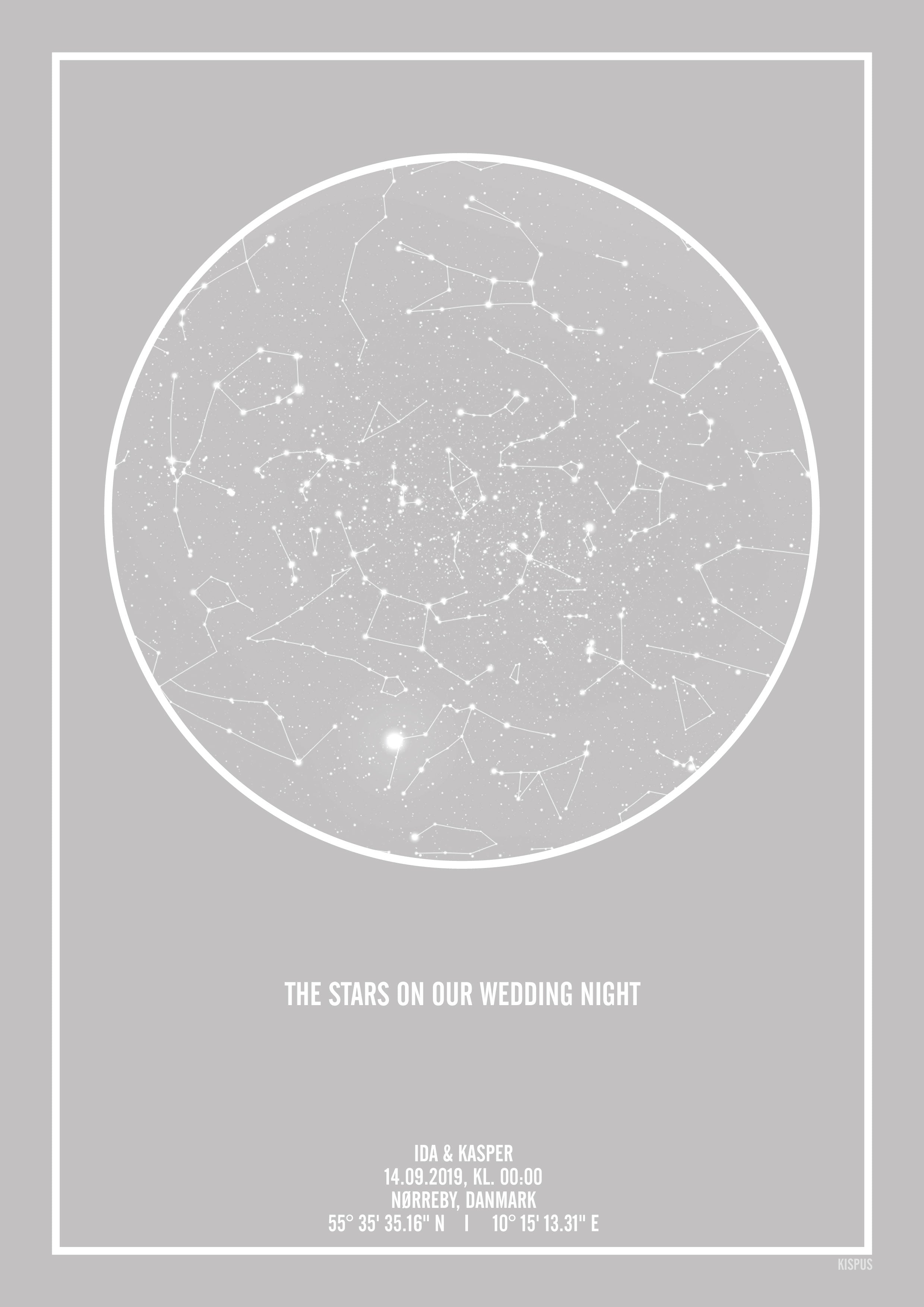 The stars on our wedding night stjernehimmel plakat - den perfekte bryllupsdagsgave