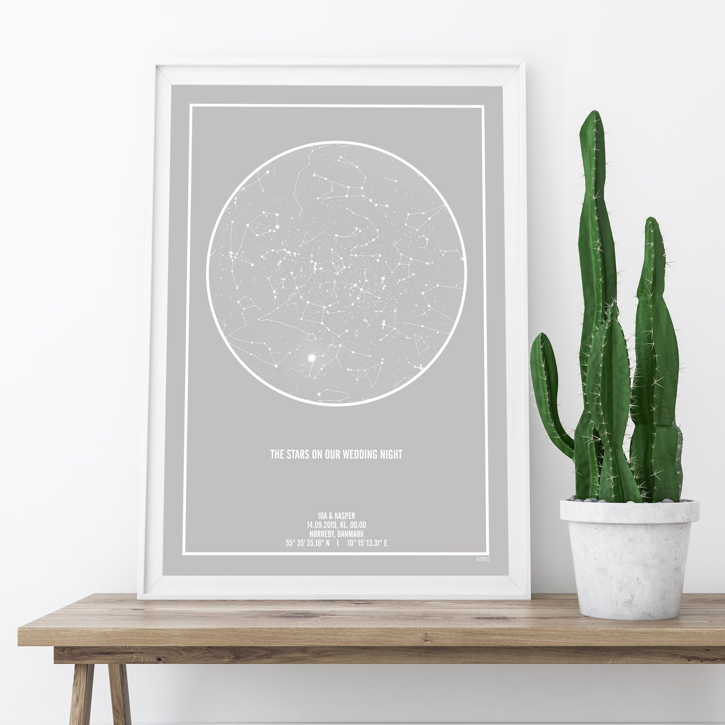 Bryllupsdagsgave - personlig stjernehimmel plakat med data fra bryllup