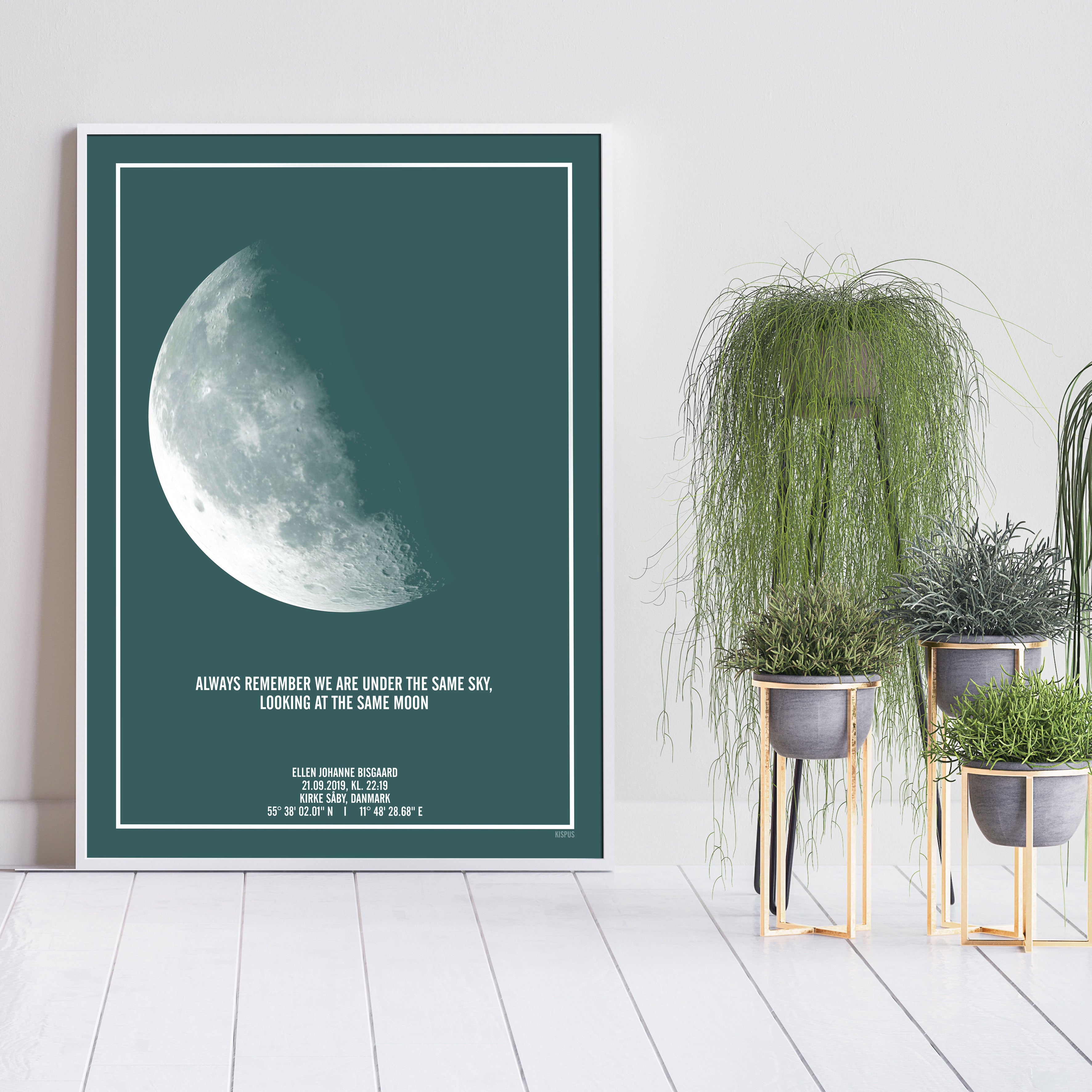 Mørkegrøn måne plakat med grønne planter indretning