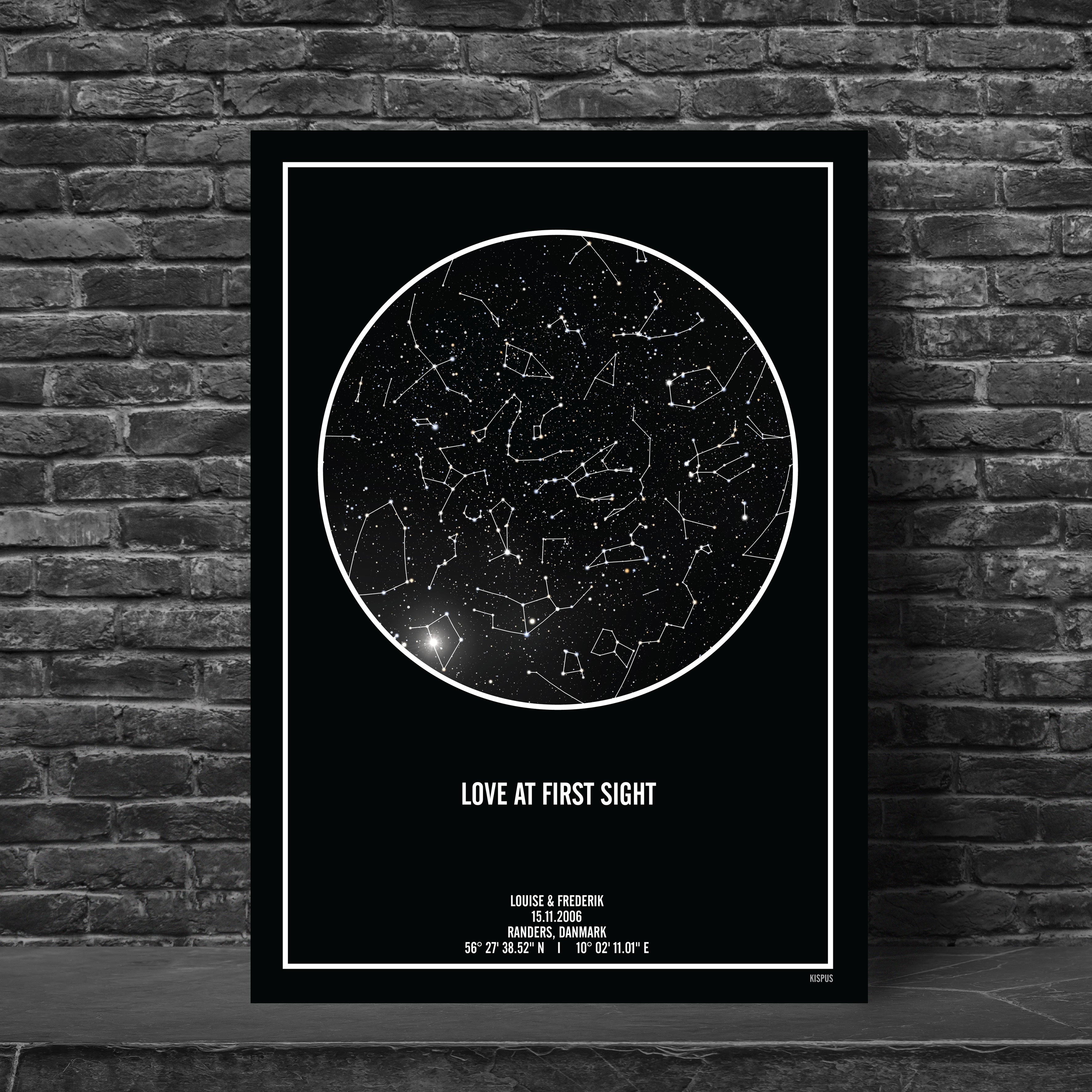 Sort plakat med stjernehimmel på sort væg