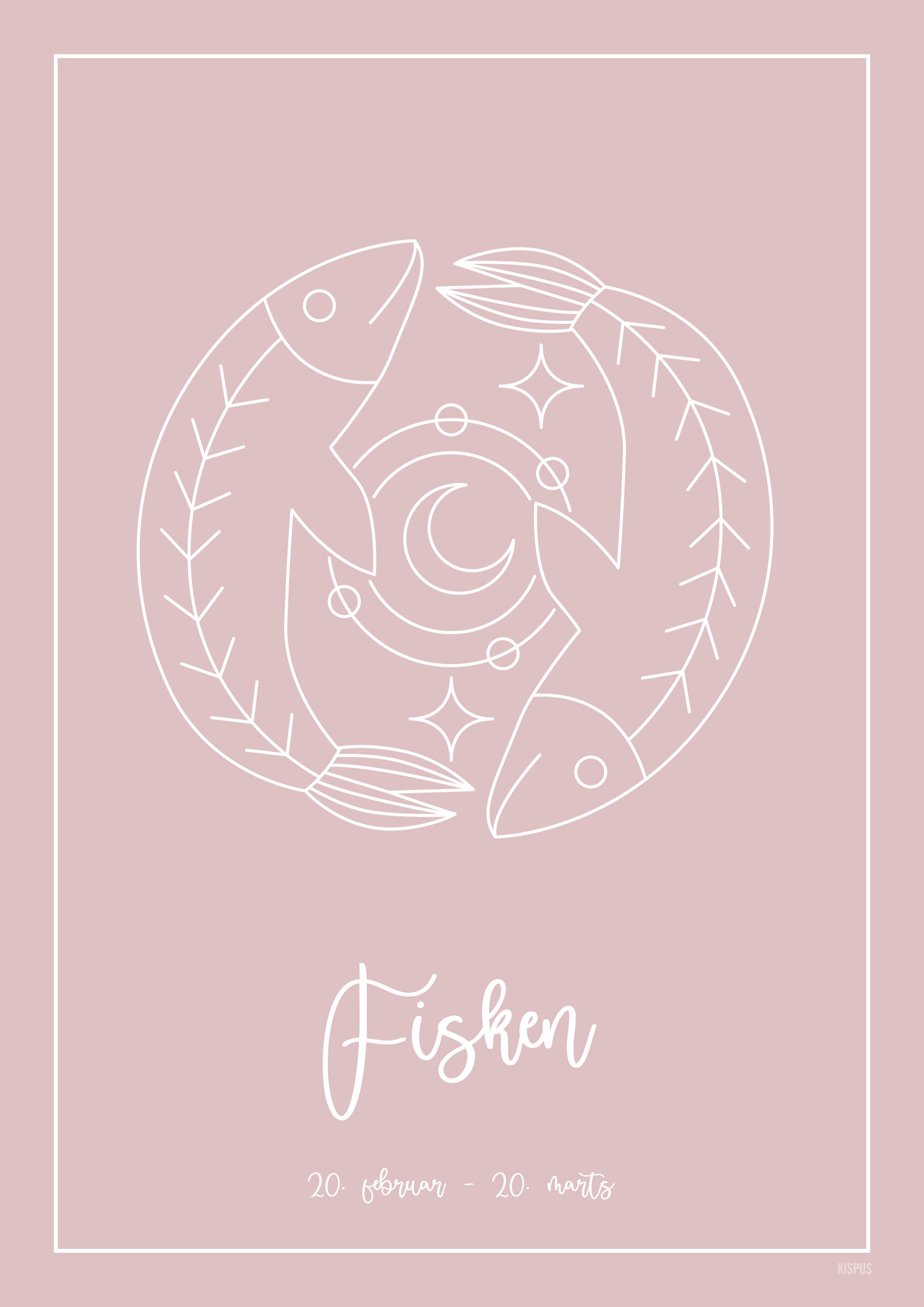 Stjernetegn Fisken plakat lyserød