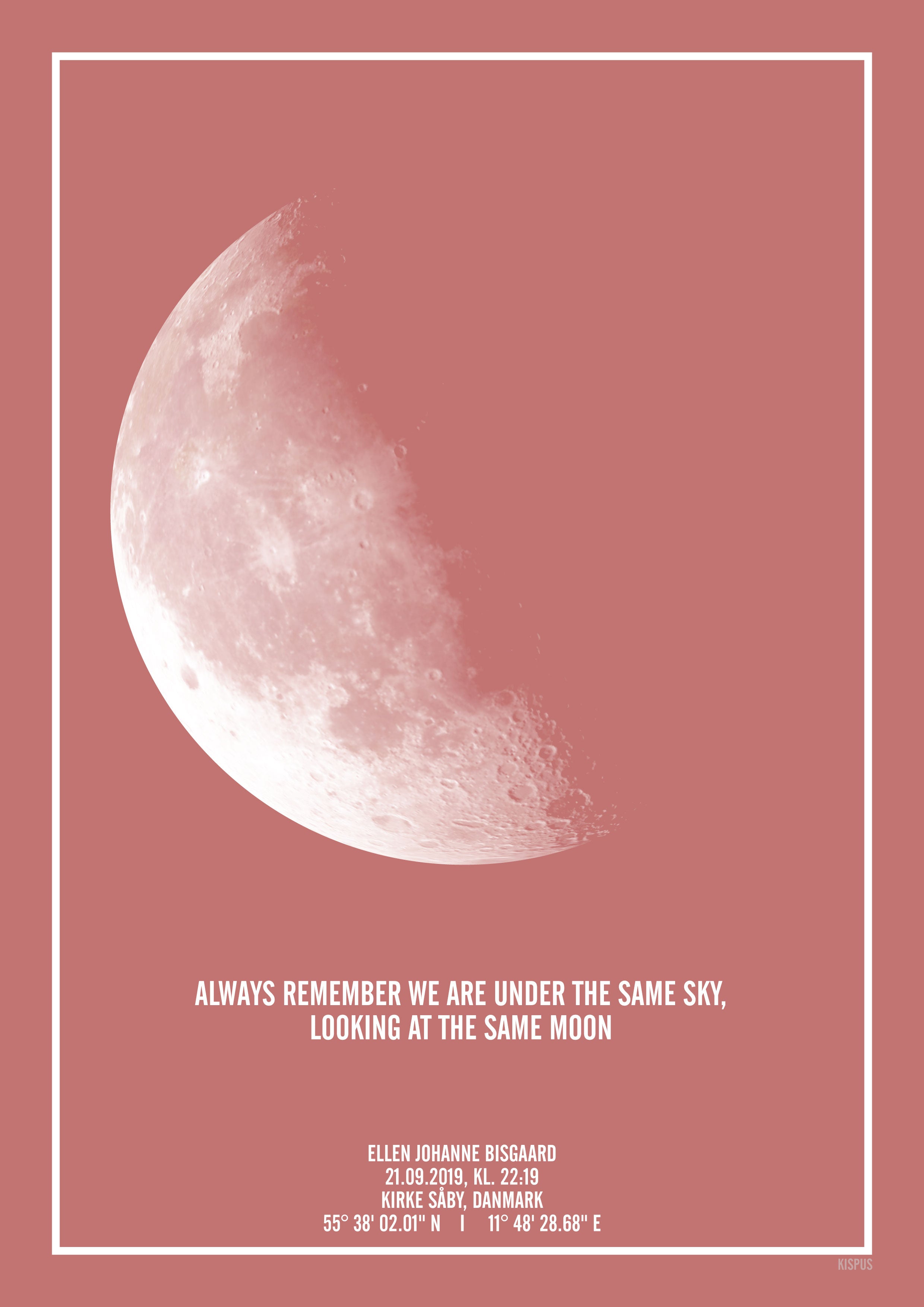 Personlig måne plakat Blush med citat