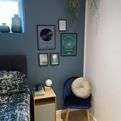 PERSONLIG STJERNEHIMMEL PLAKAT (BLÅGRÅ)