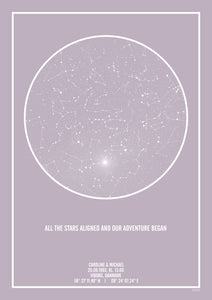 Stjernehimmel plakat i lilla farve til pige