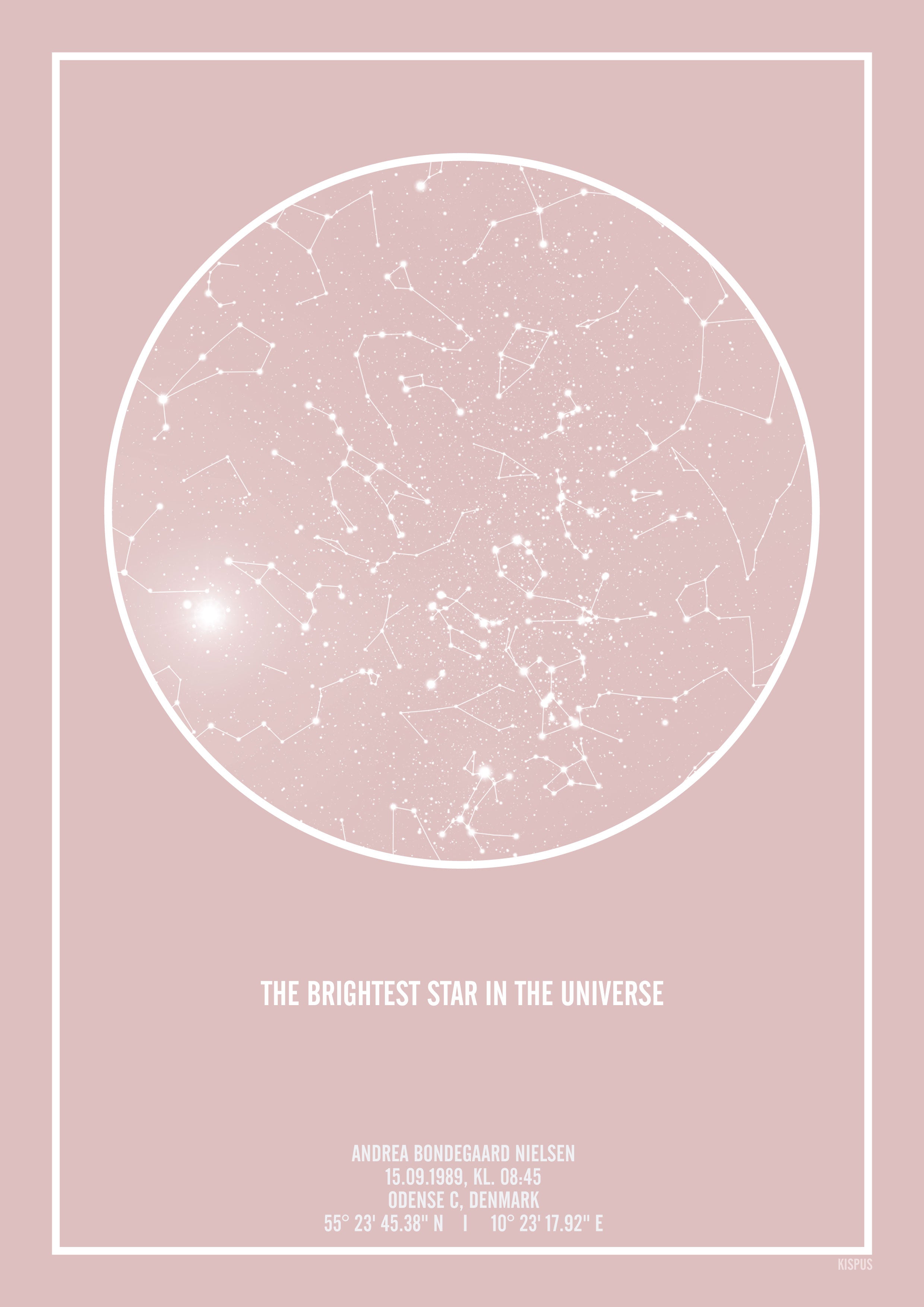 The brightest star in the universe stjernehimmel plakat i lyserød