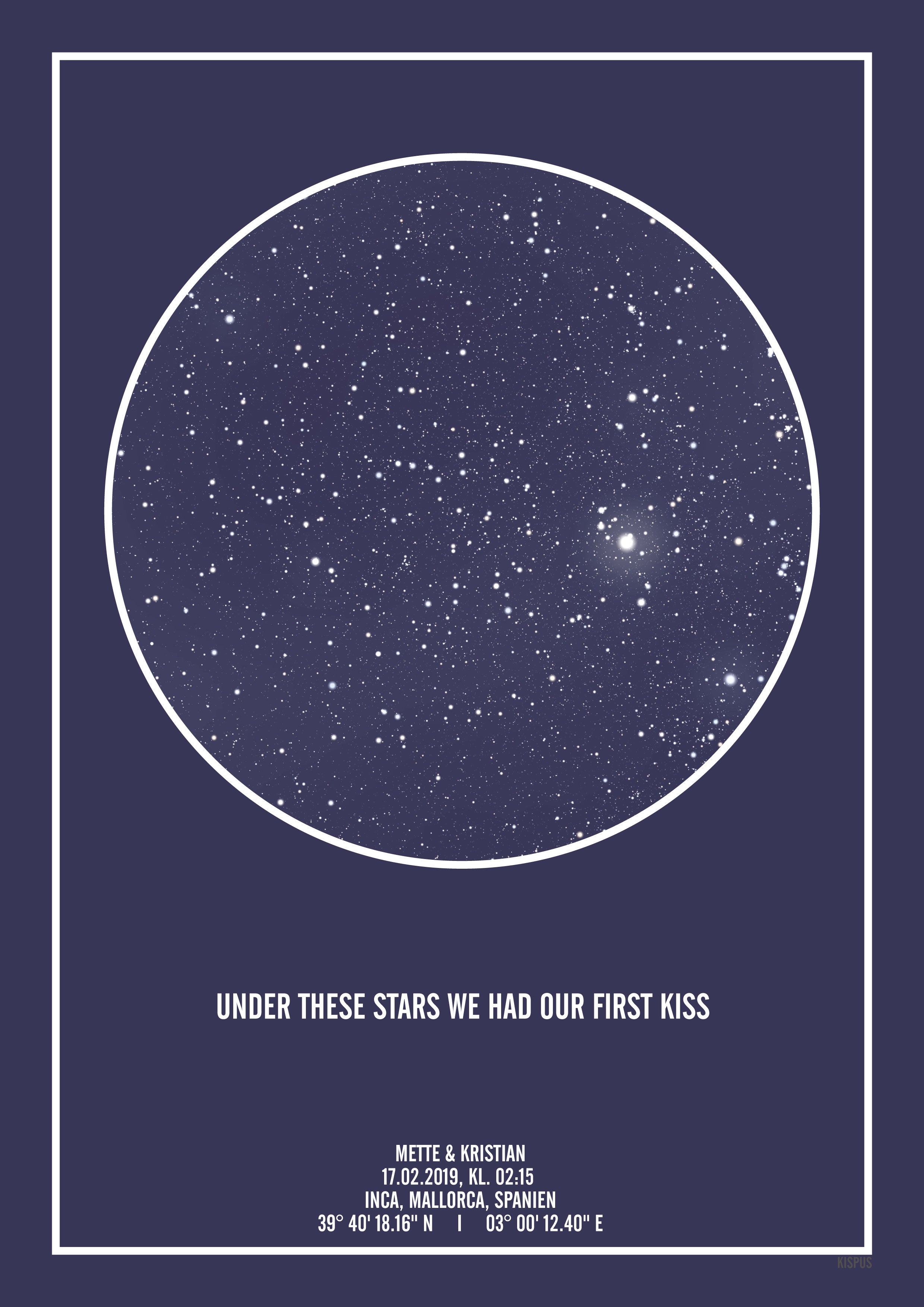 Plakat med kort over stjernerne (mørkeblå)