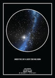 Sort stjernehimmel plakat med mælkevejen - den perfekte barnedåbsgave