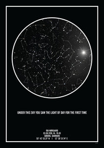 Sort stjernehimmel plakat med tekst