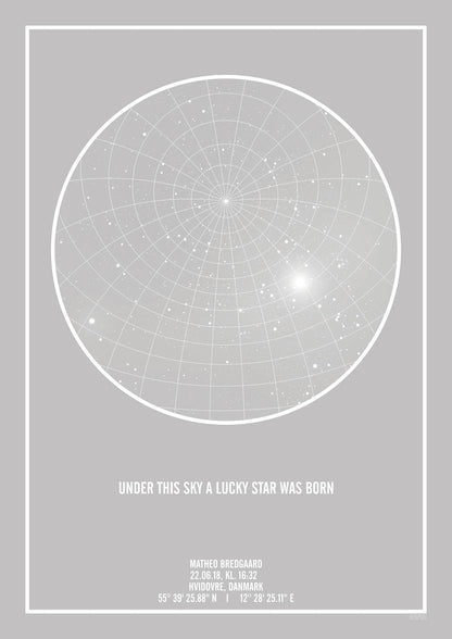 Under this sky a lucky star was born stjernehimmel baby plakat