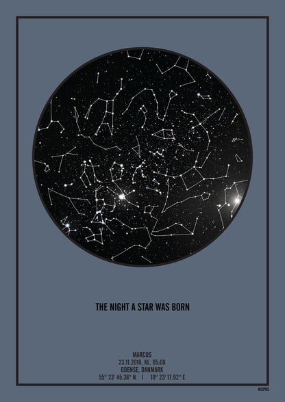 Moderne og personlig plakat med stjernehimmel, citat og navn