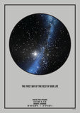 Lysegrå stjernehimmel plakat med mælkevejen