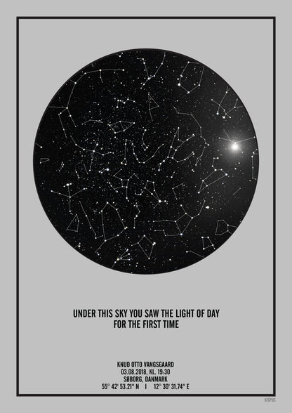 Din personlige stjernehimmel plakat i lysegrå