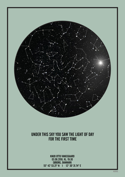 Under this sky you saw the light of day for the first time stjernehimmel plakat
