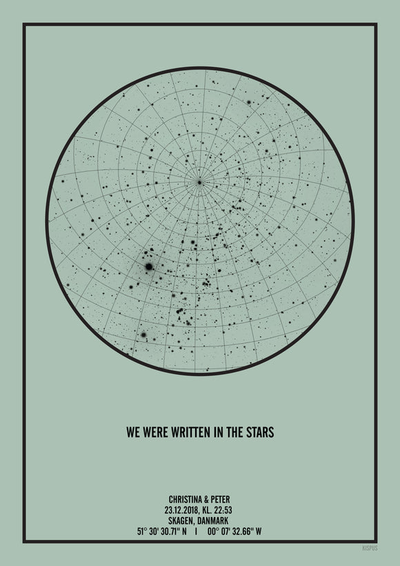 Stjernehimmel plakat med gitter (lysegrøn og sort)