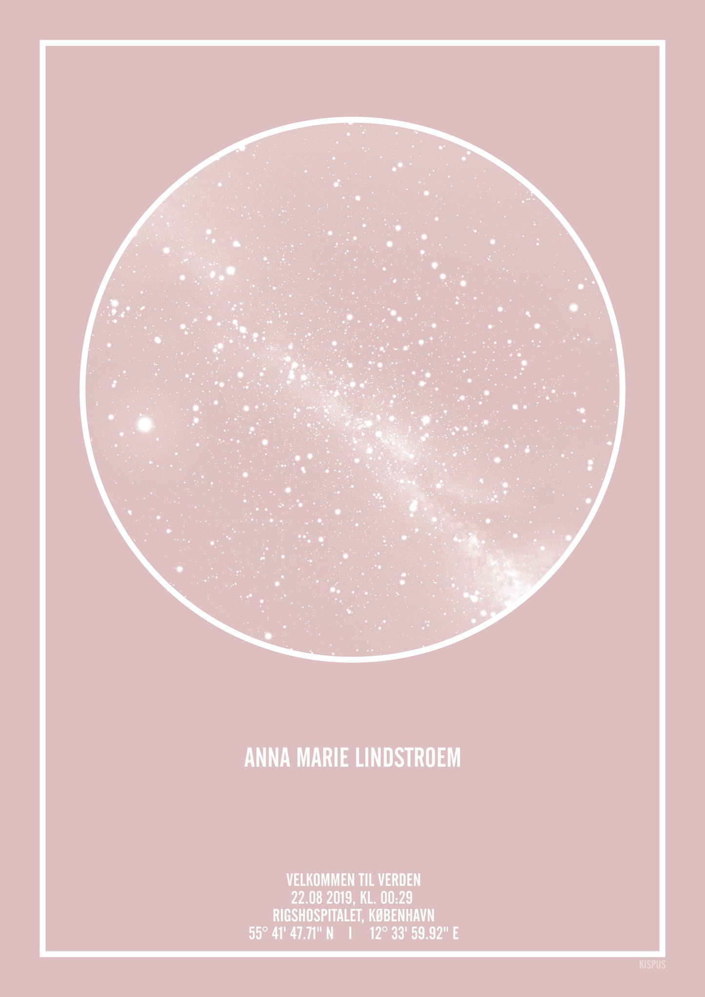 Plakat med dit barns helt egen stjernehimmel fra det tidspunkt, hvor de blev født.