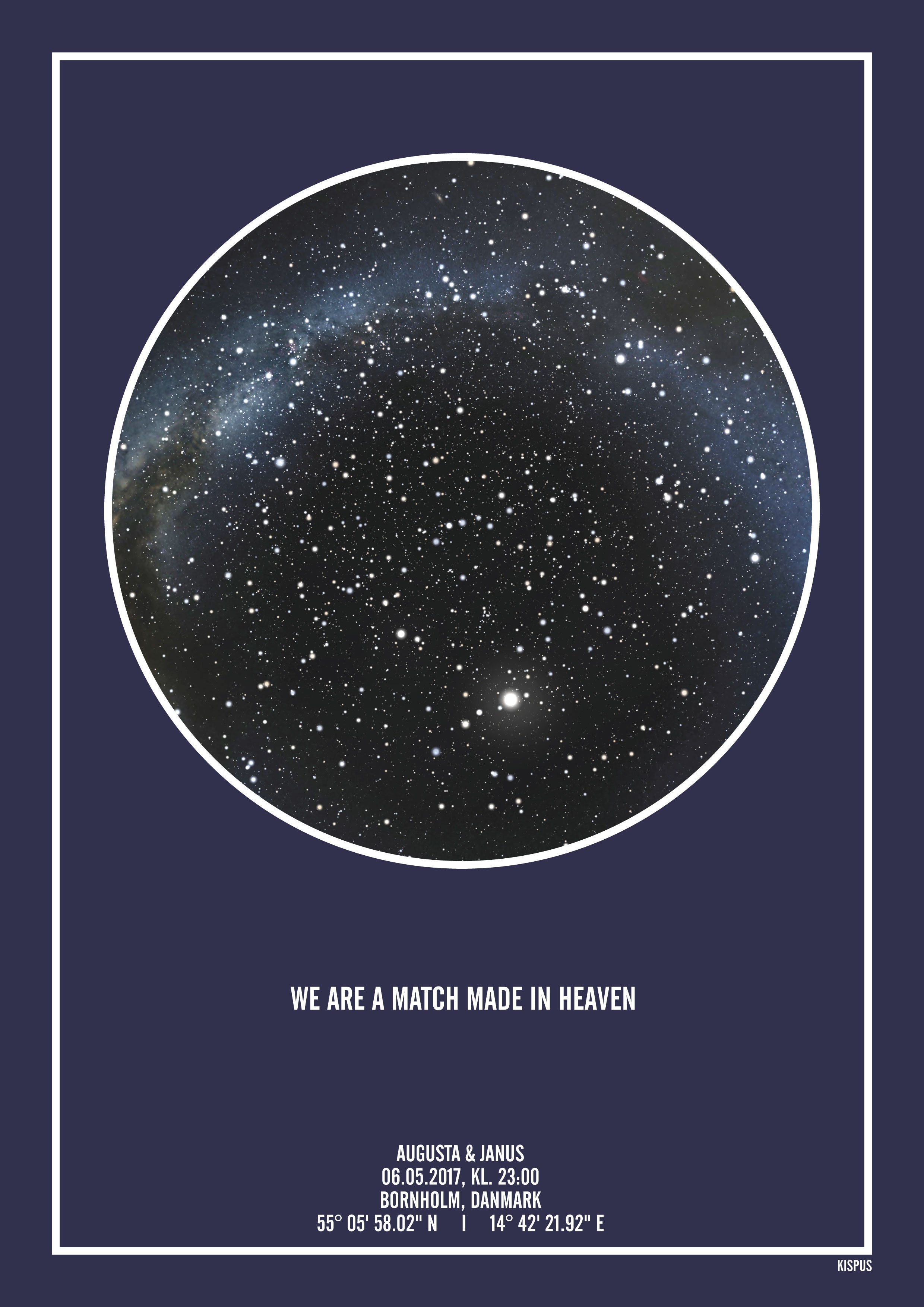 Stjerne kort plakat med personligt citat i mørkeblå
