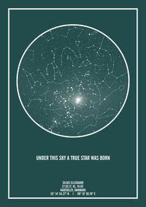 Mørkegrøn stjernehimmel plakat