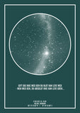 Den perfekte bryllupsgave - plakat med kærlighedscitat (mørkegrøn stjernehimmel plakat)